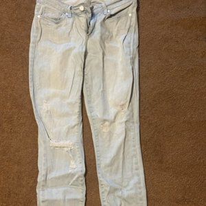 PAIGE DISTRESSED SKINNY JEAN LIGHT BLUE SIZE WAIST 28